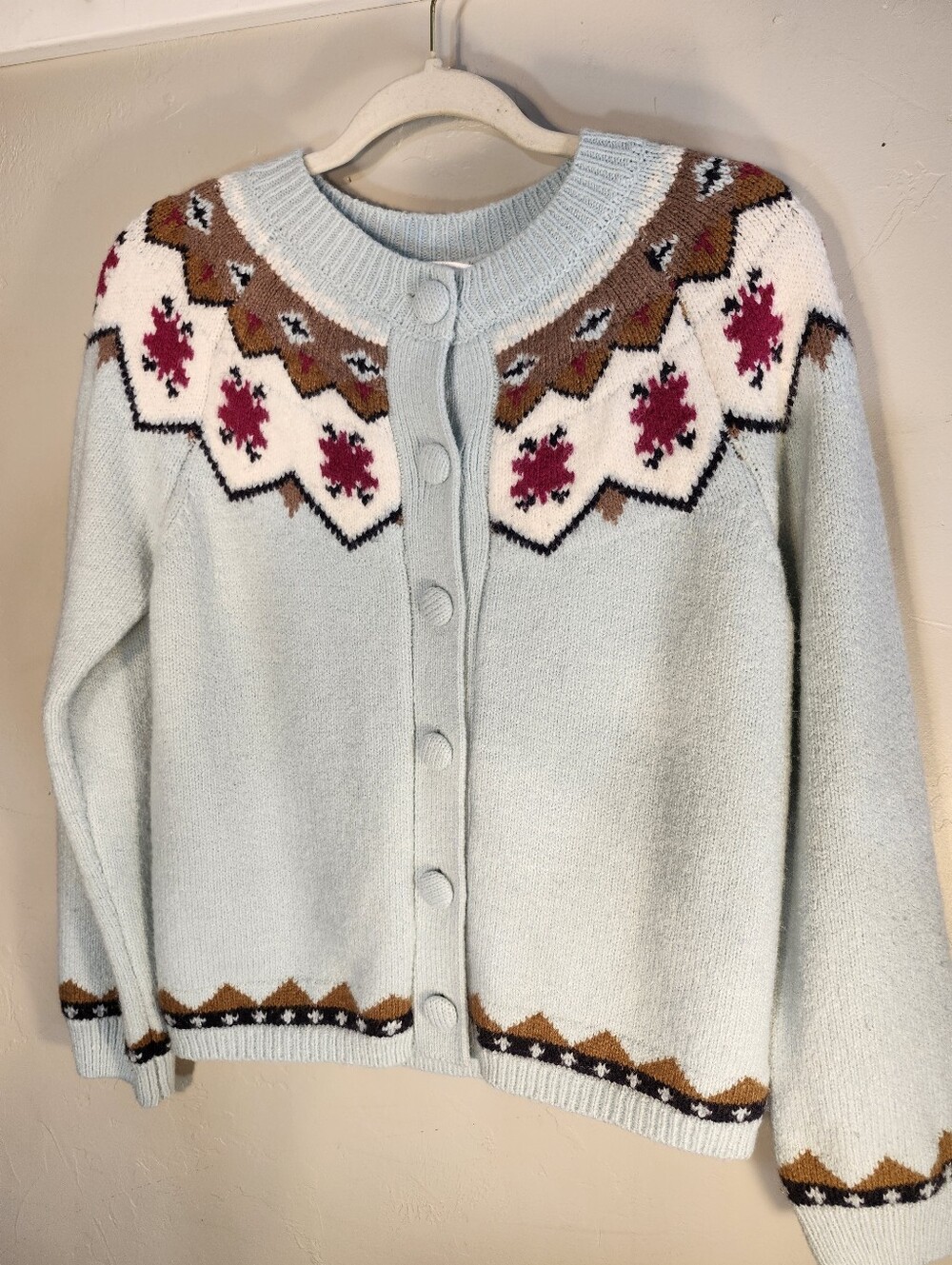 Bailey 44 Light Blue Nordic Yoke Button-Up Cardigan